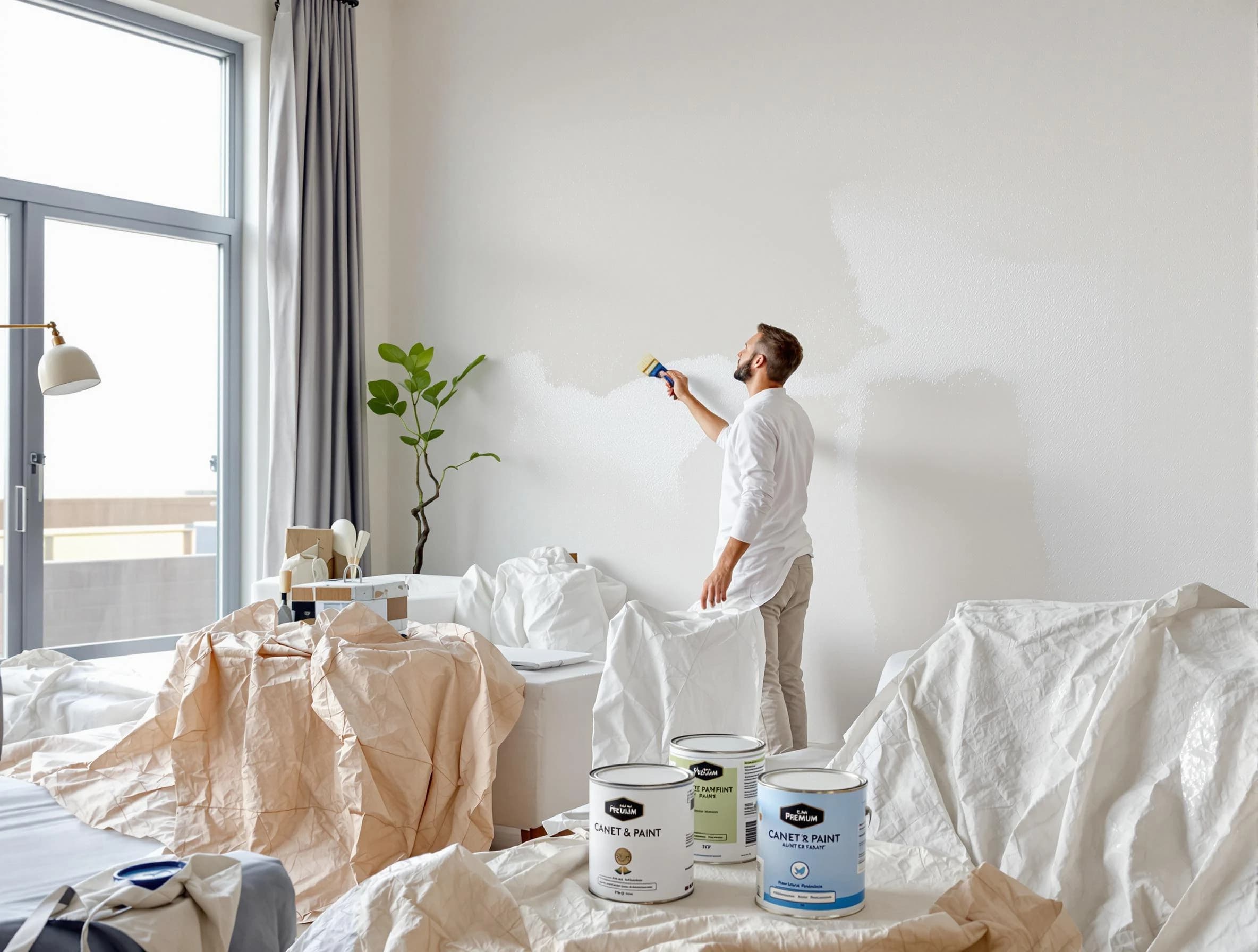 Warrensville Heights House Painters team carefully painting an interior wall in Warrensville Heights, OH